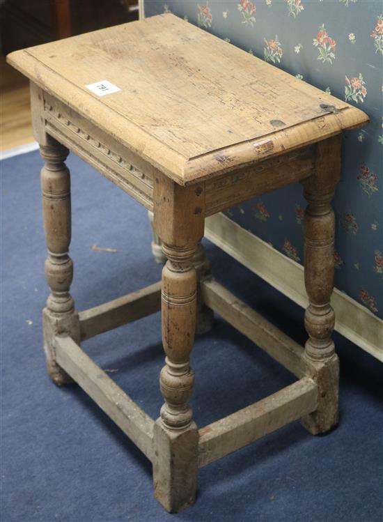 An oak stool, W.45cm